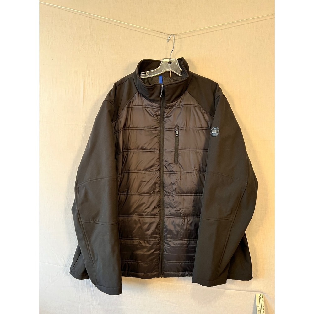 Calvin Klein Mens XXL Hybrid Puffer Softshell Jacket Black CMUIG403 Water Resist